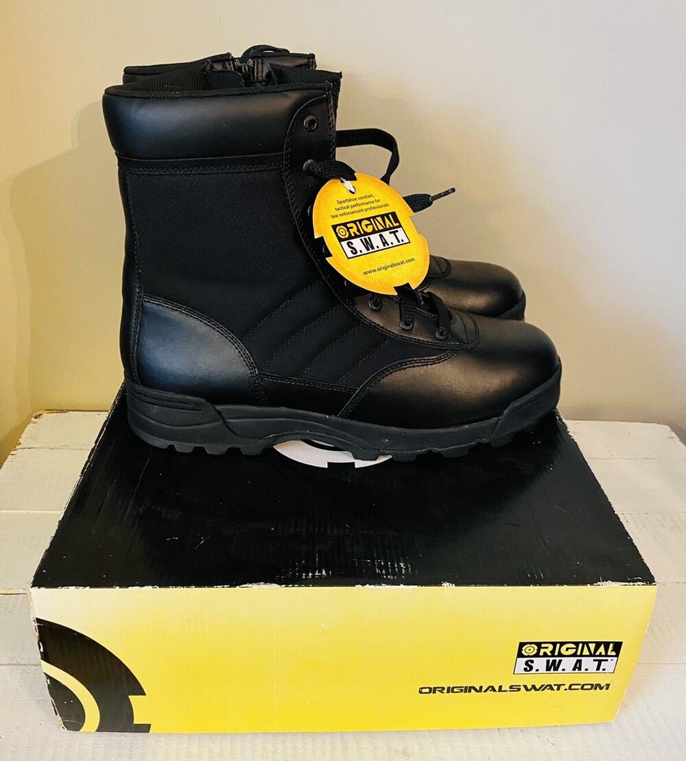 New in Box Original S.W.A.T. Classic 9" Side Zip Black Boots Men's 15